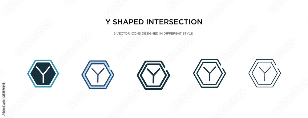Poster y shaped intersection icon in different style vector illustration. two colored and black y shaped in