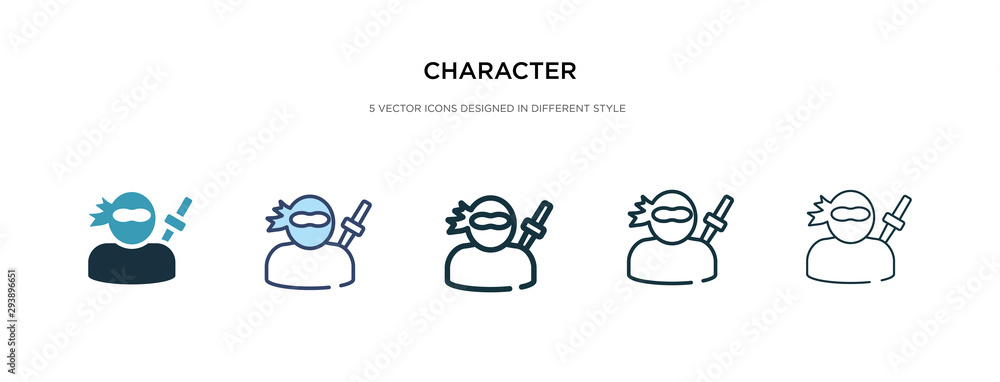 Aufkleber character icon in different style vector illustration. two colored and black character vector icons 