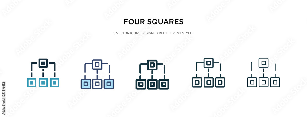 Poster four squares icon in different style vector illustration. two colored and black four squares vector 