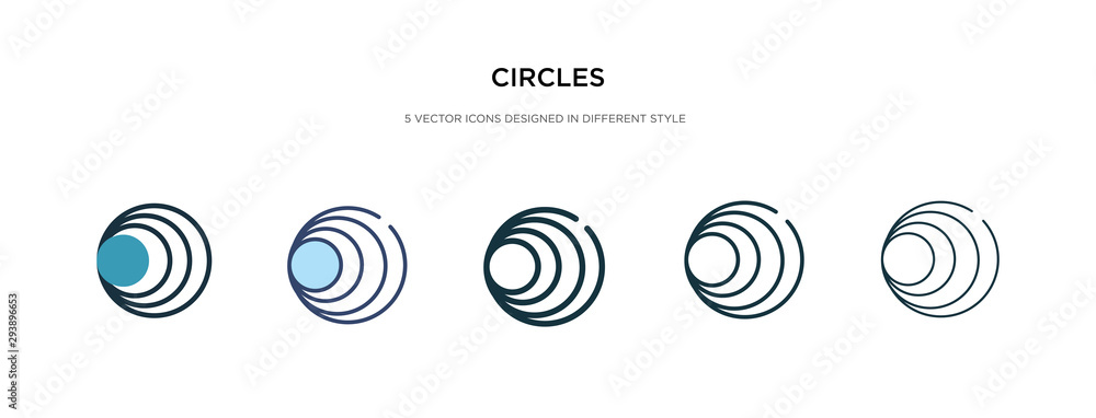Poster circles icon in different style vector illustration. two colored and black circles vector icons desi