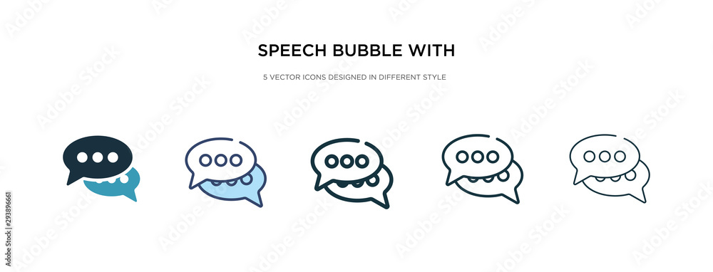 Poster speech bubble with ellipsis icon in different style vector illustration. two colored and black speec