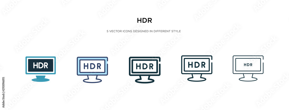 Poster hdr icon in different style vector illustration. two colored and black hdr vector icons designed in 
