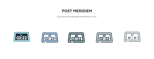 post meridiem icon in different style vector illustration. two colored and black post meridiem vector icons designed in filled, outline, line and stroke style can be used for web, mobile, ui