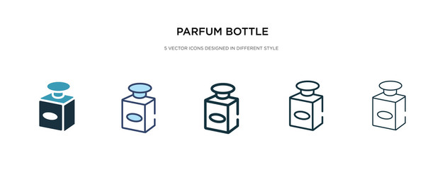 parfum bottle icon in different style vector illustration. two colored and black parfum bottle vector icons designed in filled, outline, line and stroke style can be used for web, mobile, ui