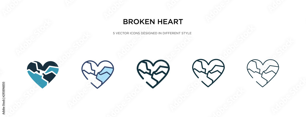 Aufkleber broken heart icon in different style vector illustration. two colored and black broken heart vector 