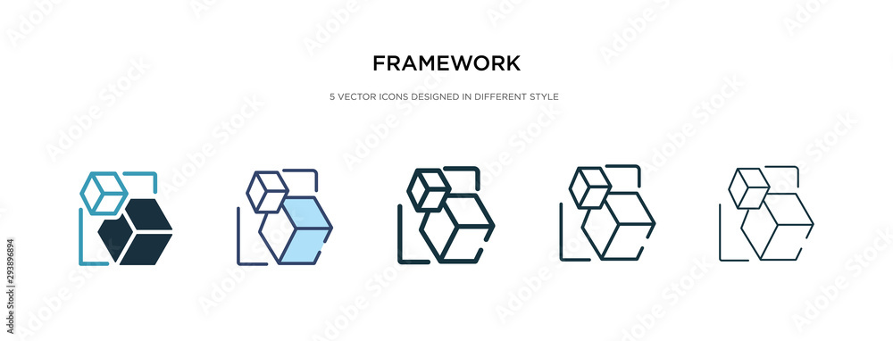 Poster framework icon in different style vector illustration. two colored and black framework vector icons 