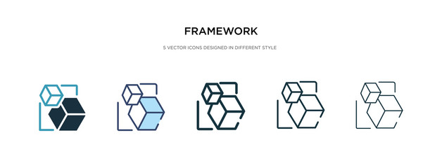 framework icon in different style vector illustration. two colored and black framework vector icons designed in filled, outline, line and stroke style can be used for web, mobile, ui
