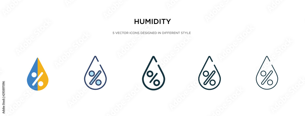 Poster humidity icon in different style vector illustration. two colored and black humidity vector icons de