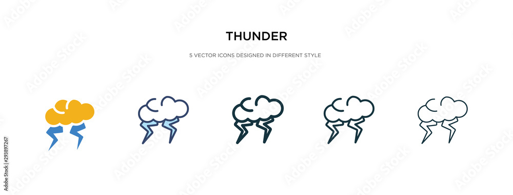 Poster thunder icon in different style vector illustration. two colored and black thunder vector icons desi