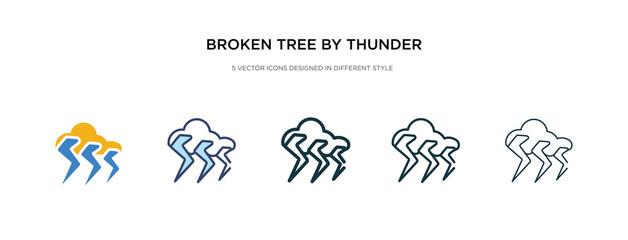 broken tree by thunder icon in different style vector illustration. two colored and black broken tree by thunder vector icons designed in filled, outline, line and stroke style can be used for web,