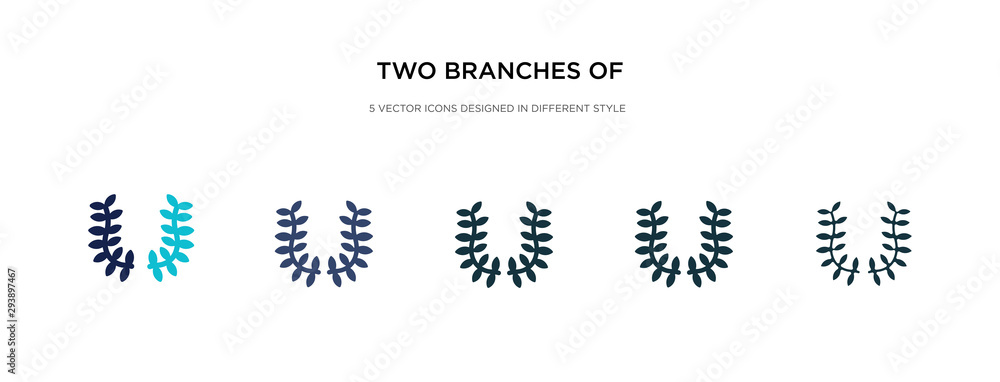 Poster two branches of frame icon in different style vector illustration. two colored and black two branche