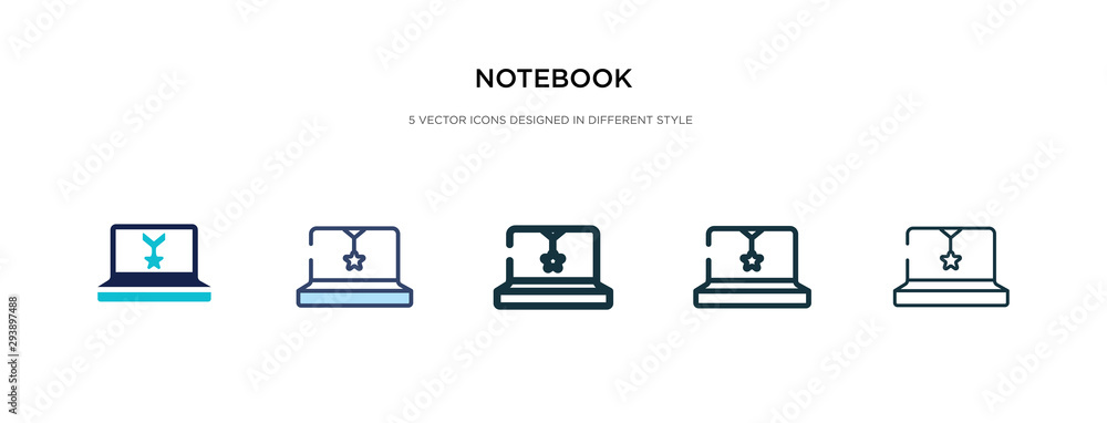 Poster notebook icon in different style vector illustration. two colored and black notebook vector icons de