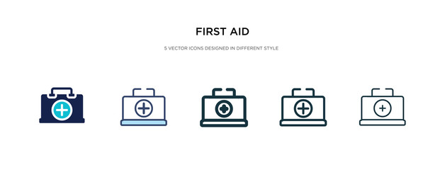 first aid icon in different style vector illustration. two colored and black first aid vector icons designed in filled, outline, line and stroke style can be used for web, mobile, ui