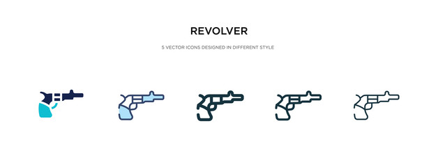 revolver icon in different style vector illustration. two colored and black revolver vector icons designed in filled, outline, line and stroke style can be used for web, mobile, ui