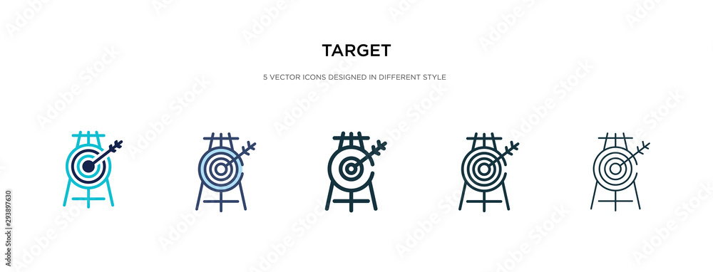 Poster target icon in different style vector illustration. two colored and black target vector icons design