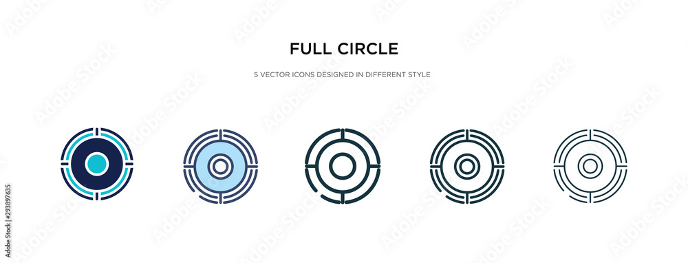 Poster full circle icon in different style vector illustration. two colored and black full circle vector ic