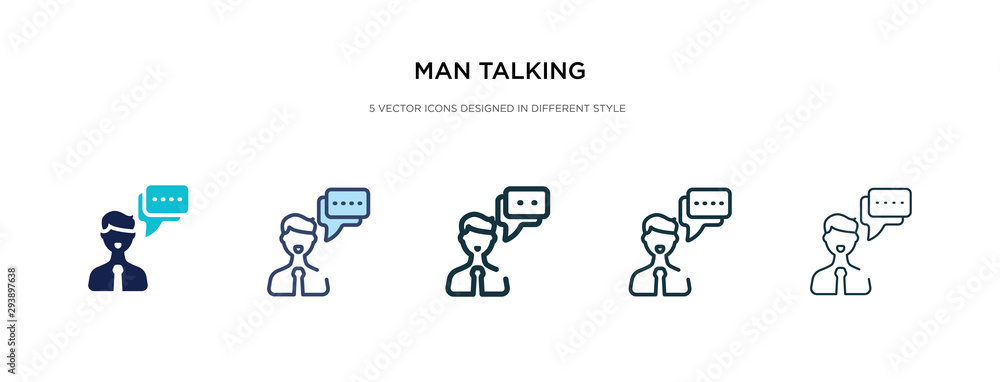 Poster man talking icon in different style vector illustration. two colored and black man talking vector ic
