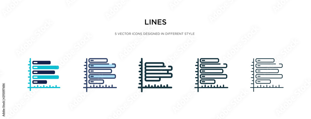 Poster lines icon in different style vector illustration. two colored and black lines vector icons designed