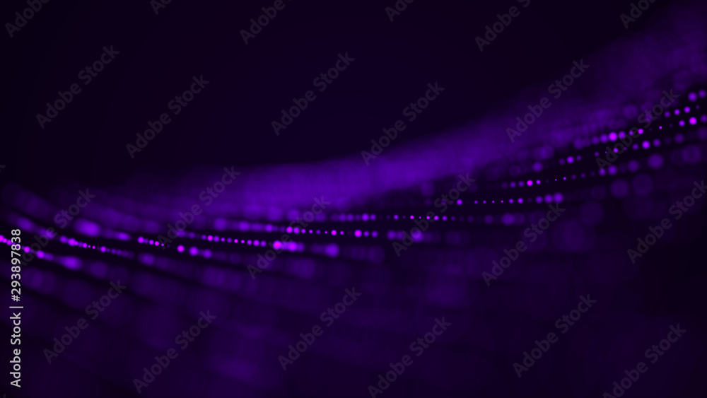 Aufkleber Abstract background with the movement of luminous particles. Digital technology. 3D rendering.