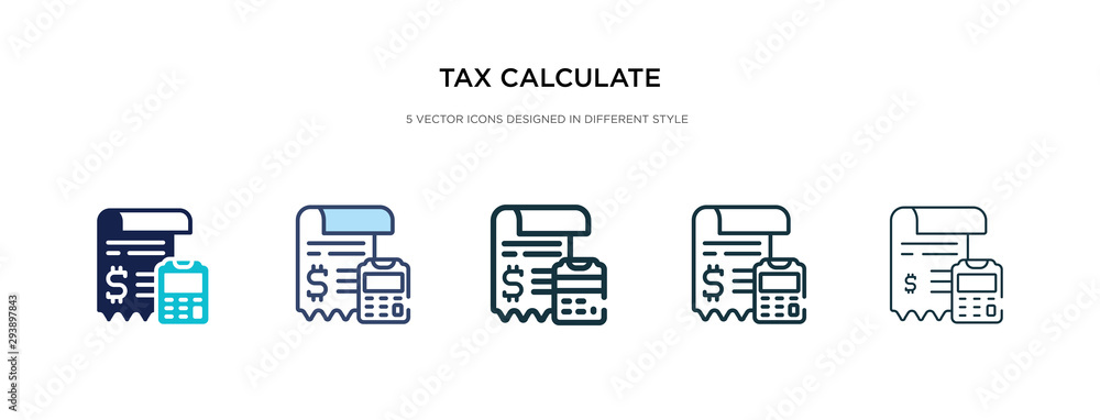 Poster tax calculate icon in different style vector illustration. two colored and black tax calculate vecto