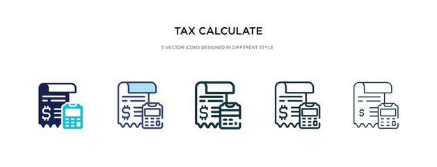 tax calculate icon in different style vector illustration. two colored and black tax calculate vector icons designed in filled, outline, line and stroke style can be used for web, mobile, ui