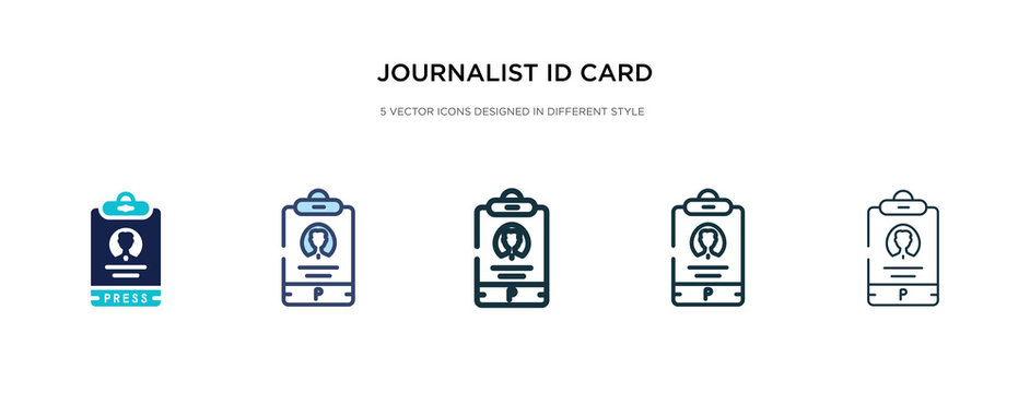 journalist id card icon in different style vector illustration. two colored and black journalist id card vector icons designed in filled, outline, line and stroke style can be used for web, mobile,