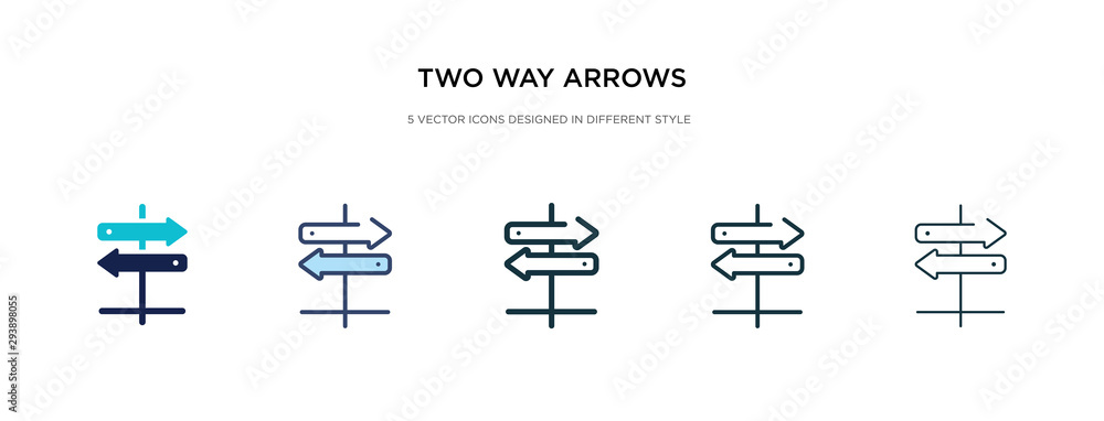 Poster two way arrows icon in different style vector illustration. two colored and black two way arrows vec