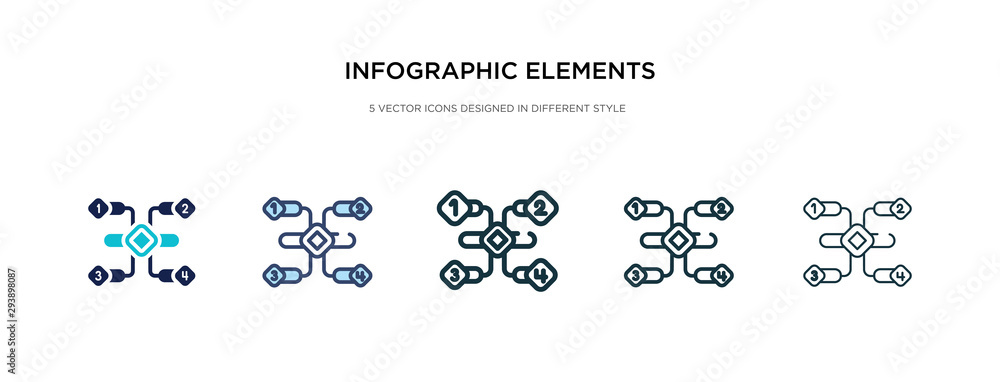 Poster infographic elements icon in different style vector illustration. two colored and black infographic 