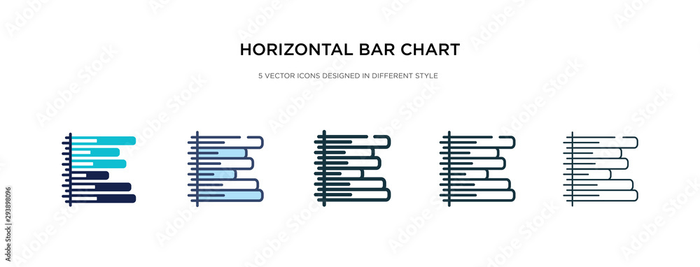 Poster horizontal bar chart icon in different style vector illustration. two colored and black horizontal b