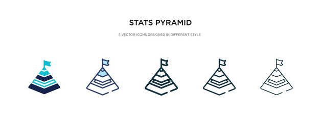 Fototapeta na wymiar stats pyramid icon in different style vector illustration. two colored and black stats pyramid vector icons designed in filled, outline, line and stroke style can be used for web, mobile, ui