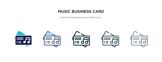 music business card icon in different style vector illustration. two colored and black music business card vector icons designed in filled, outline, line and stroke style can be used for web,