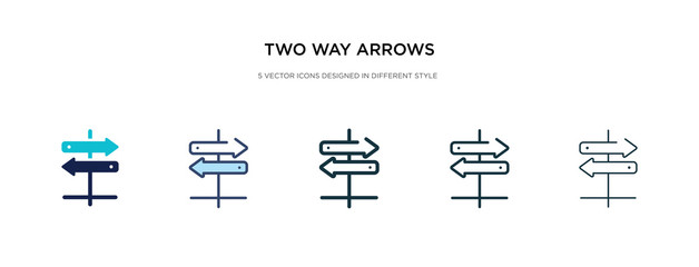 two way arrows icon in different style vector illustration. two colored and black two way arrows vector icons designed in filled, outline, line and stroke style can be used for web, mobile, ui