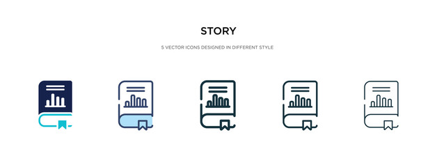 story icon in different style vector illustration. two colored and black story vector icons designed in filled, outline, line and stroke style can be used for web, mobile, ui