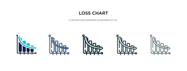 loss chart icon in different style vector illustration. two colored and black loss chart vector icons designed in filled, outline, line and stroke style can be used for web, mobile, ui