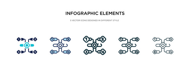 infographic elements icon in different style vector illustration. two colored and black infographic elements vector icons designed in filled, outline, line and stroke style can be used for web,
