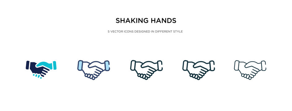 shaking hands icon in different style vector illustration. two colored and black shaking hands vector icons designed in filled, outline, line and stroke style can be used for web, mobile, ui