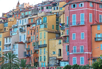 Fototapeta na wymiar French Riviera - Menton - colorful old town