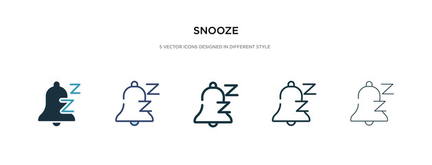 Naklejka premium snooze icon in different style vector illustration. two colored and black snooze vector icons designed in filled, outline, line and stroke style can be used for web, mobile, ui
