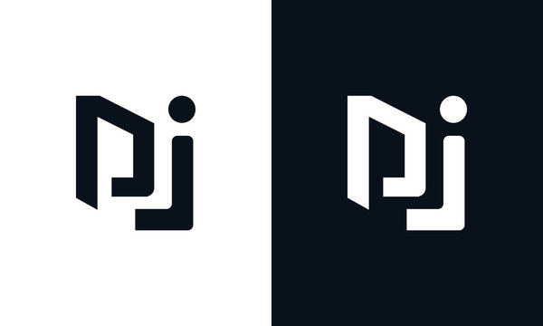 Minimalist abstract letter DJ logo. This logo icon incorporate with two abstract shape in the creative process.