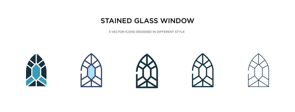 stained glass window icon in different style vector illustration. two colored and black stained glass window vector icons designed in filled, outline, line and stroke style can be used for web,