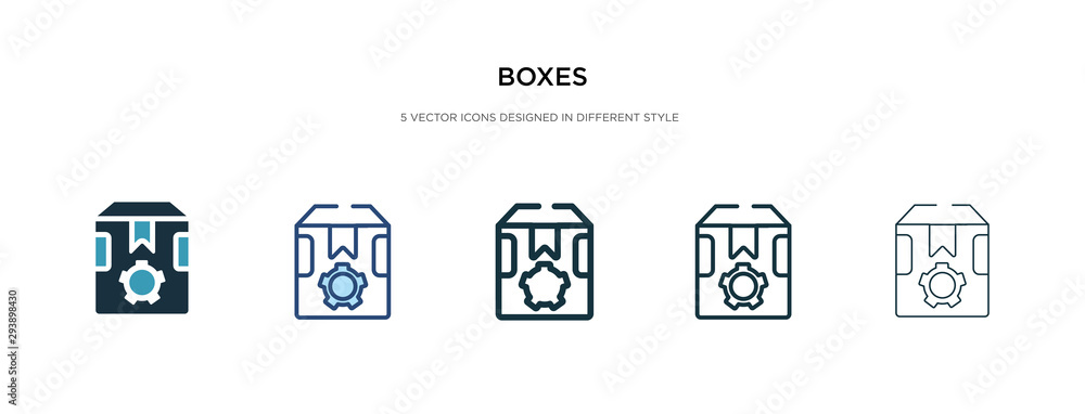Poster boxes icon in different style vector illustration. two colored and black boxes vector icons designed