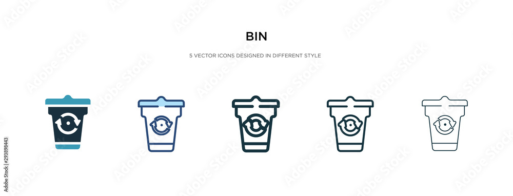 Poster bin icon in different style vector illustration. two colored and black bin vector icons designed in 
