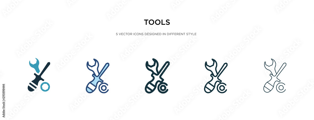 Poster tools icon in different style vector illustration. two colored and black tools vector icons designed