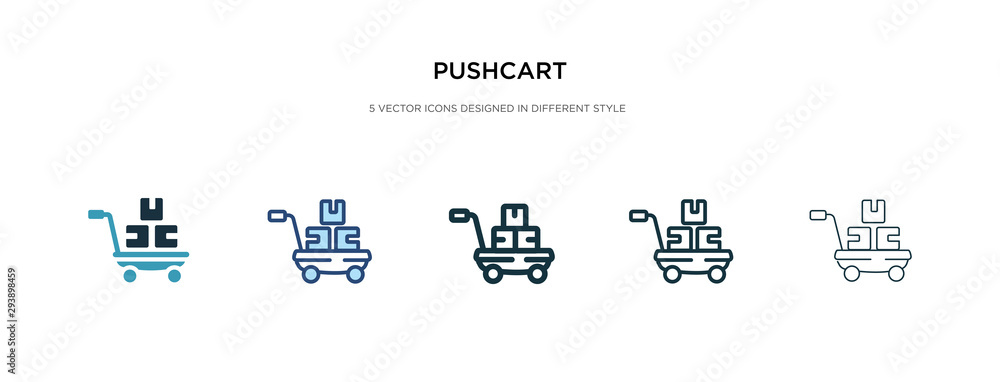 Poster pushcart icon in different style vector illustration. two colored and black pushcart vector icons de