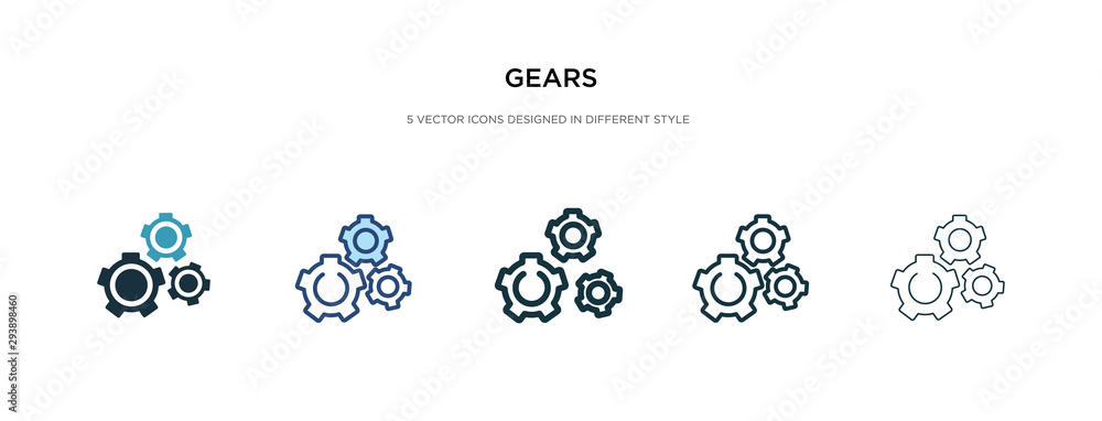 Poster gears icon in different style vector illustration. two colored and black gears vector icons designed