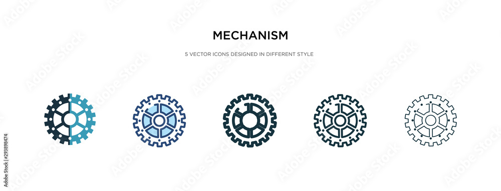 Poster mechanism icon in different style vector illustration. two colored and black mechanism vector icons 