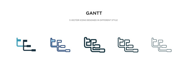 gantt icon in different style vector illustration. two colored and black gantt vector icons designed in filled, outline, line and stroke style can be used for web, mobile, ui