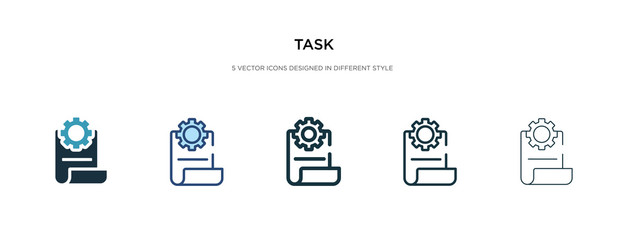 task icon in different style vector illustration. two colored and black task vector icons designed in filled, outline, line and stroke style can be used for web, mobile, ui