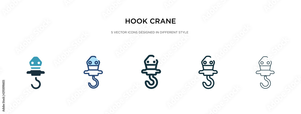 Poster hook crane icon in different style vector illustration. two colored and black hook crane vector icon