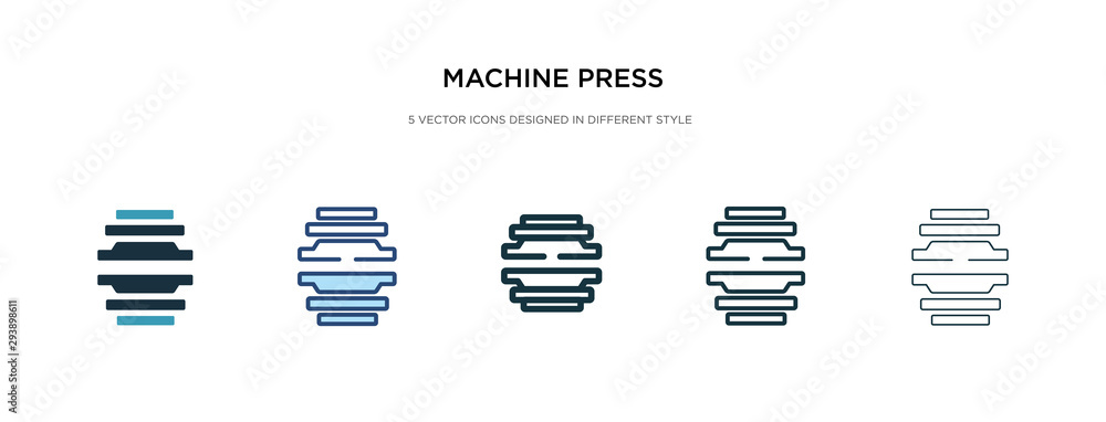 Poster machine press icon in different style vector illustration. two colored and black machine press vecto